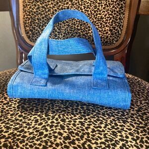 No brand denim look cosmetic organizer for travel, each inner bag velcros off